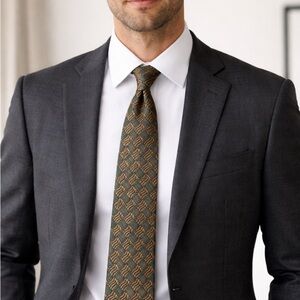 Tino Cosma Elegant Men’s Tie navy green 100% silk